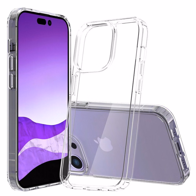 iPhone 15 Pro Clear Hard Shell Case w/TPU Bumpers