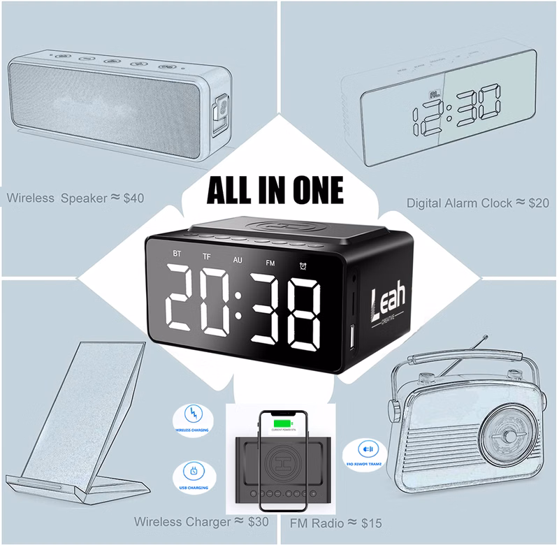 Alarm Clock With Wireless Charging And Speaker