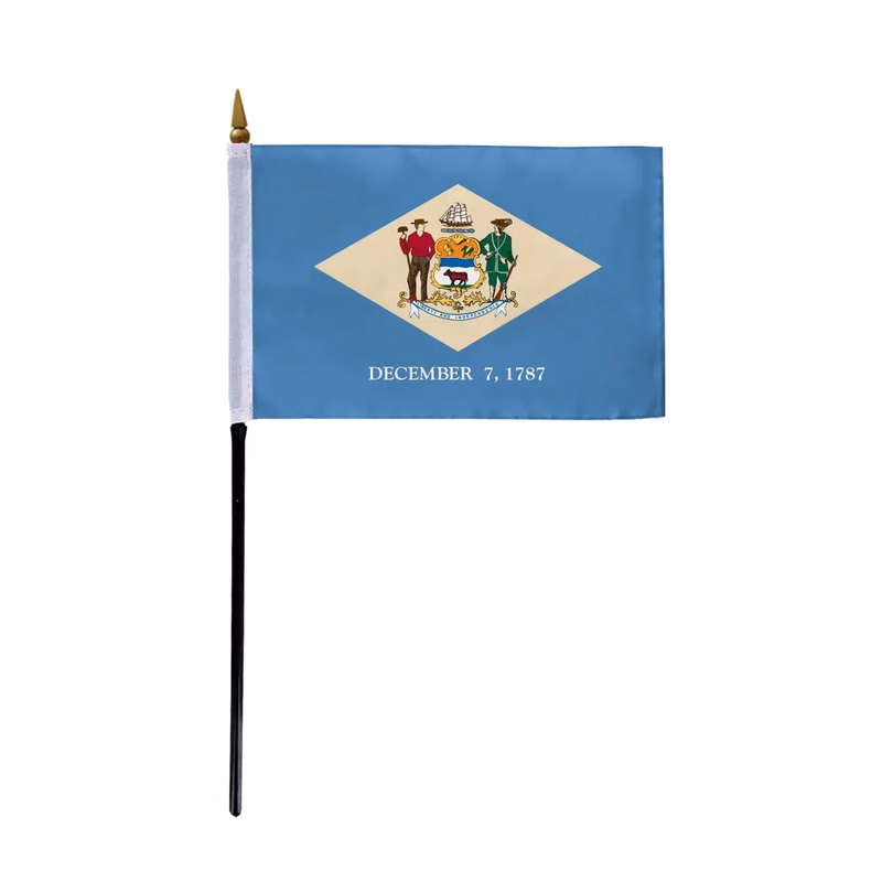 4"x6" & 12"x18'' Delaware ePoly Printed Stick Flags