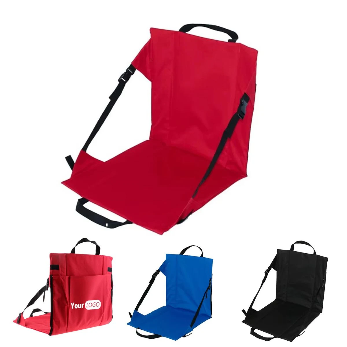 Folding Stadium Seat with Adjustable Straps and Handle 1