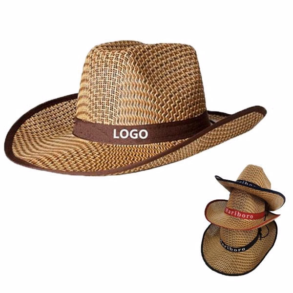 Wide-Brimmed Cowboy Straw Hat
