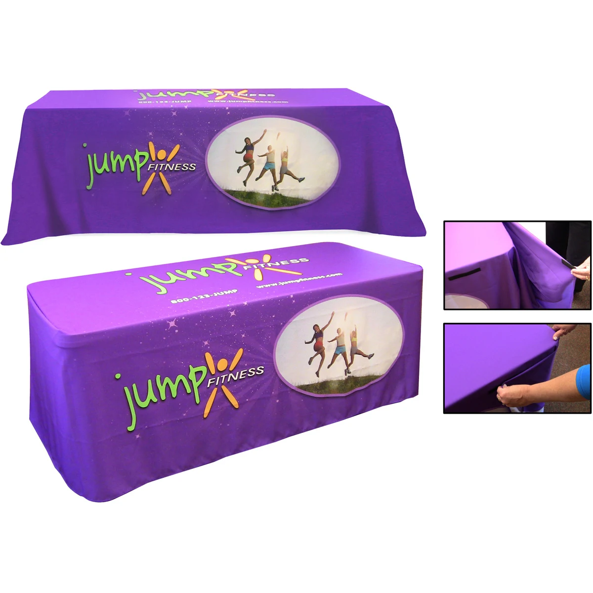 All Over Full Color Dye Sub Convertible Table Cover: 6' fitted to 8' flat 1