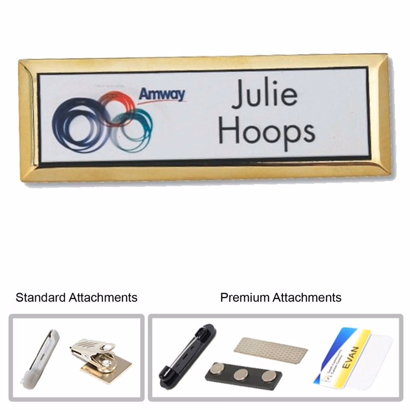 3"W x 1.5"H Executive metallic personalized Name Badge