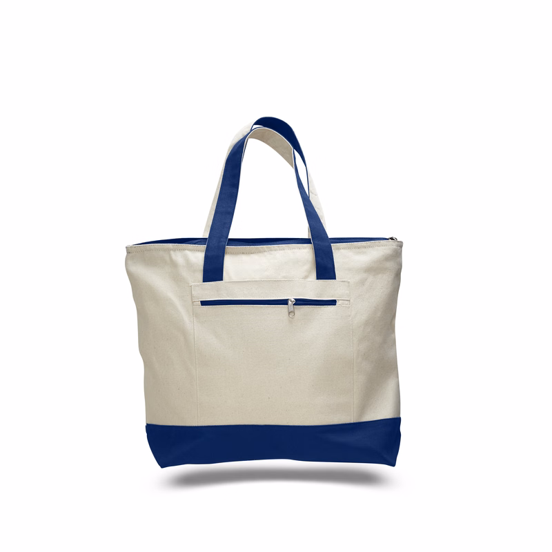 Heavy 12 oz. Cotton Canvas Zipper Tote - Colors