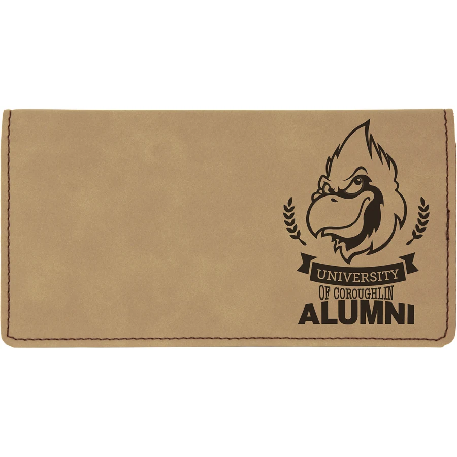 6 3/4" x 3 1/2" Light Brown Leatherette Checkbook Cover 1