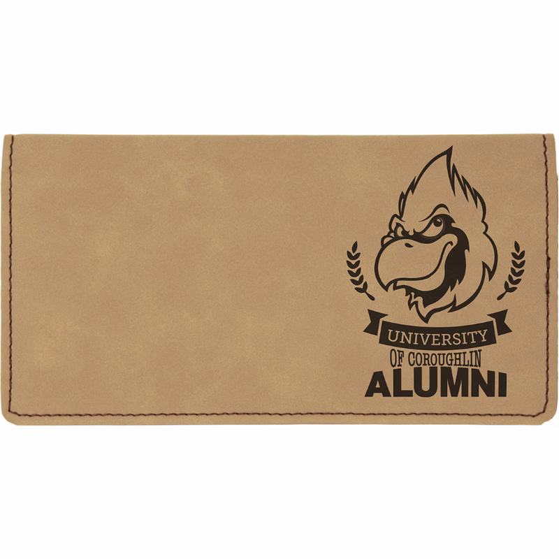 6 3/4" x 3 1/2" Light Brown Leatherette Checkbook Cover