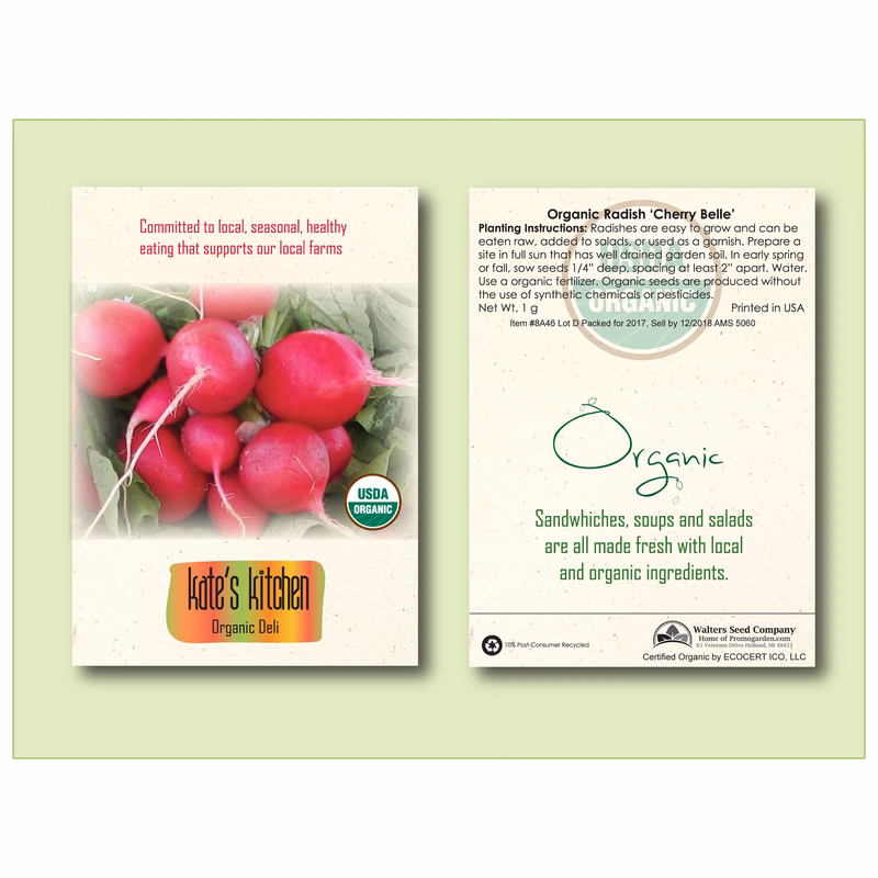 Organic Radish Cherry Belle Seed Packet - Standard Size 3.25" x 4.5"