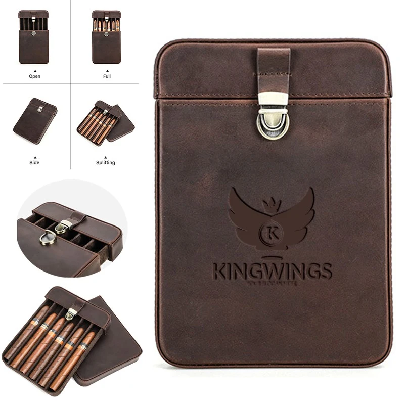 6 Slot Travel Leather Vintage Cigar Humidor Holder Box Case 1