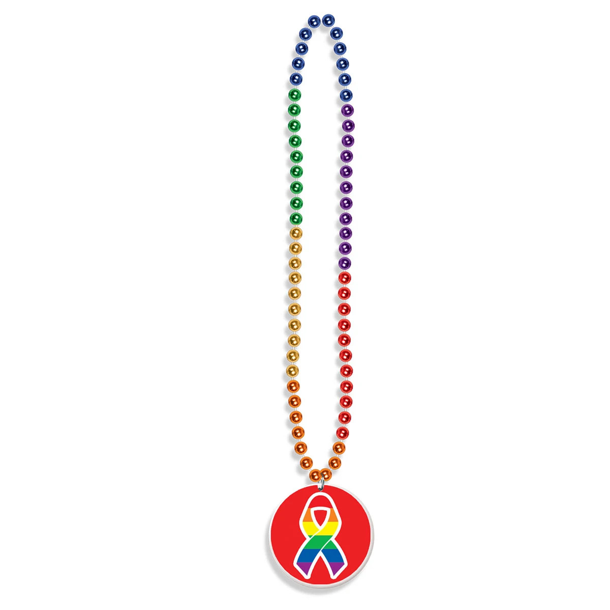 33" Rainbow Print-n-Toss Beads w/ a Custom Decal on the White Medallion 1