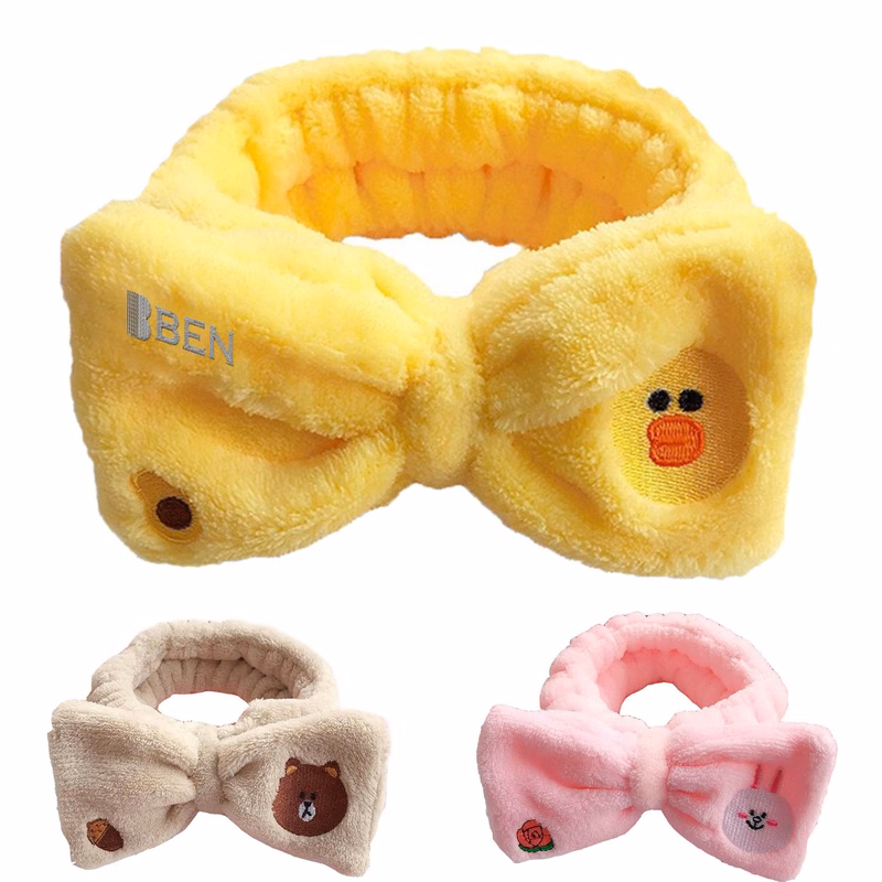 Cute Embroidered Little Bear Headband for Face Washing