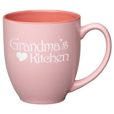 16 oz. Pink In / Matte Pink Out Two Tone Pastel Bistro Mug 1