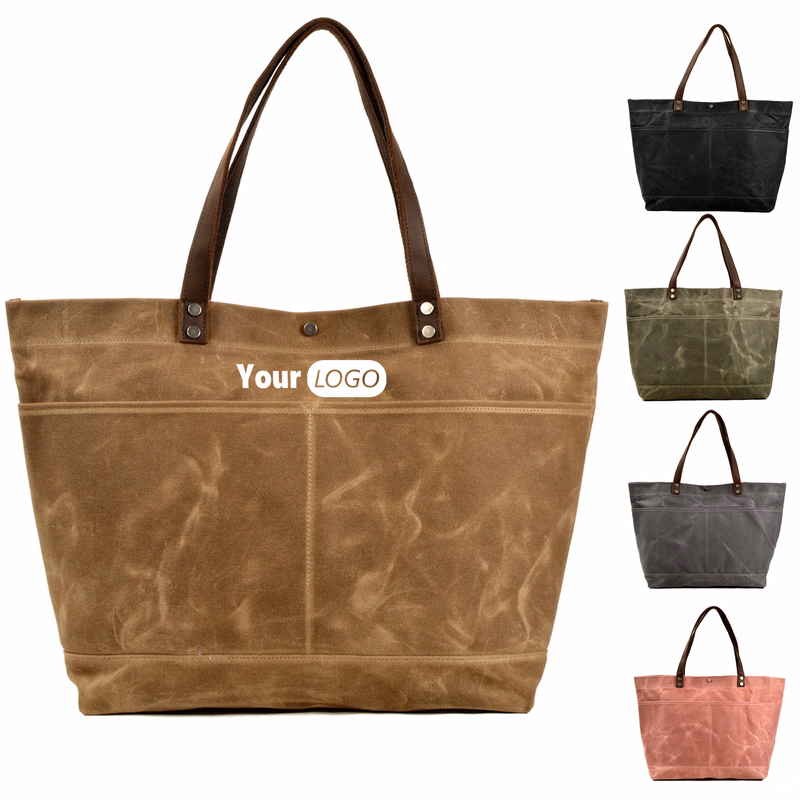 Waxed Canvas Travel Tote Bag