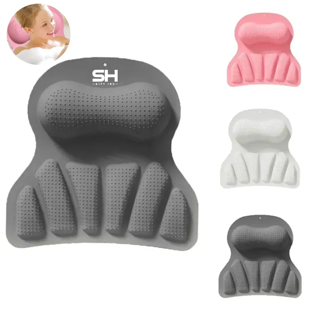 Bathtub Silicone Suction Cup Pillow 1