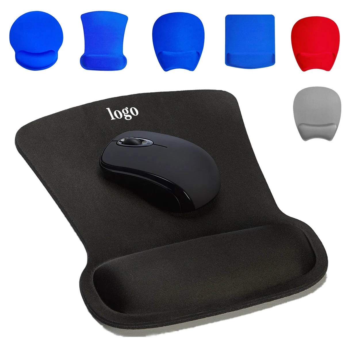 Rectangular Gel Computer Mouse Pad With Wrist Support Rest 1