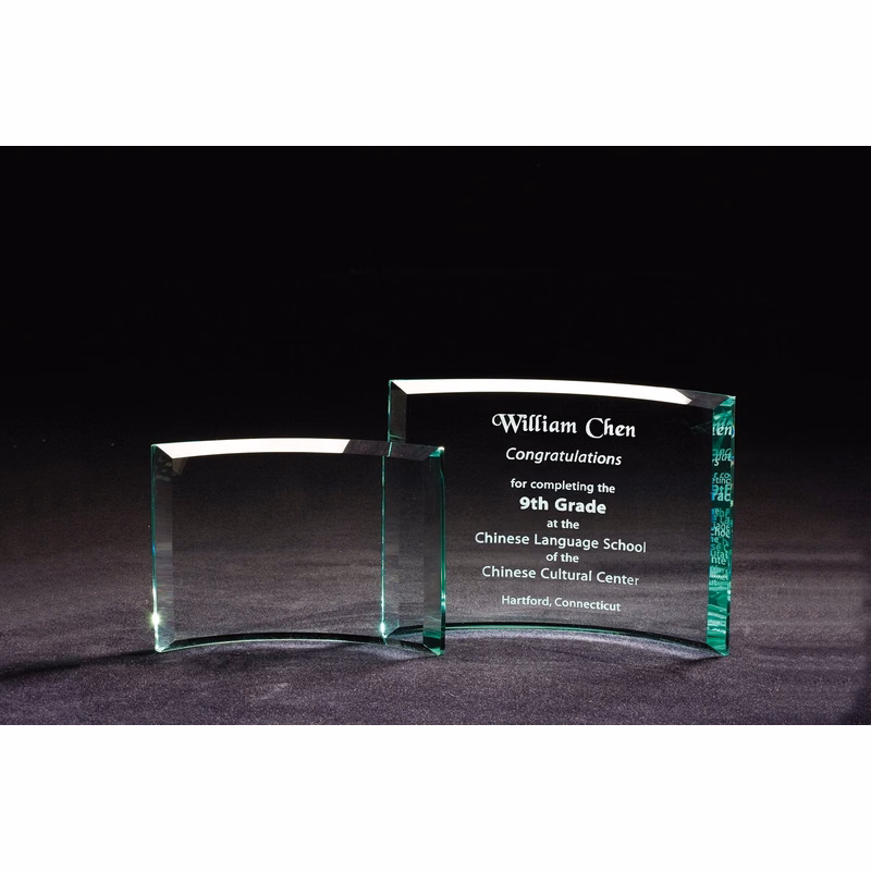 Curved Jade Glass Plaque
