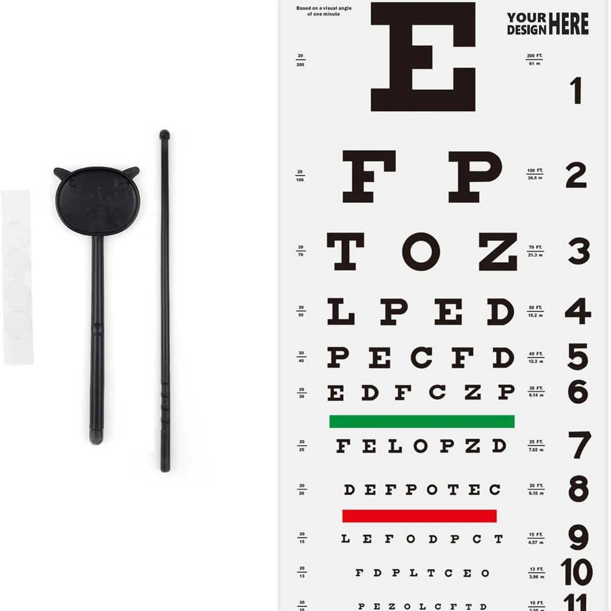 Standard Eye Chart With Eye Occluder And Command Stick 1