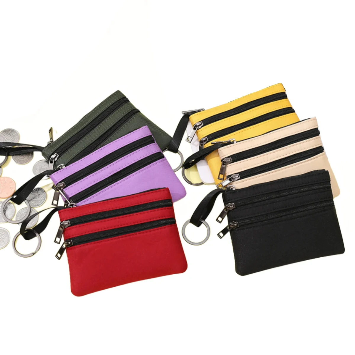 Multi Pocket Zipper Canvas Coin Bag 1