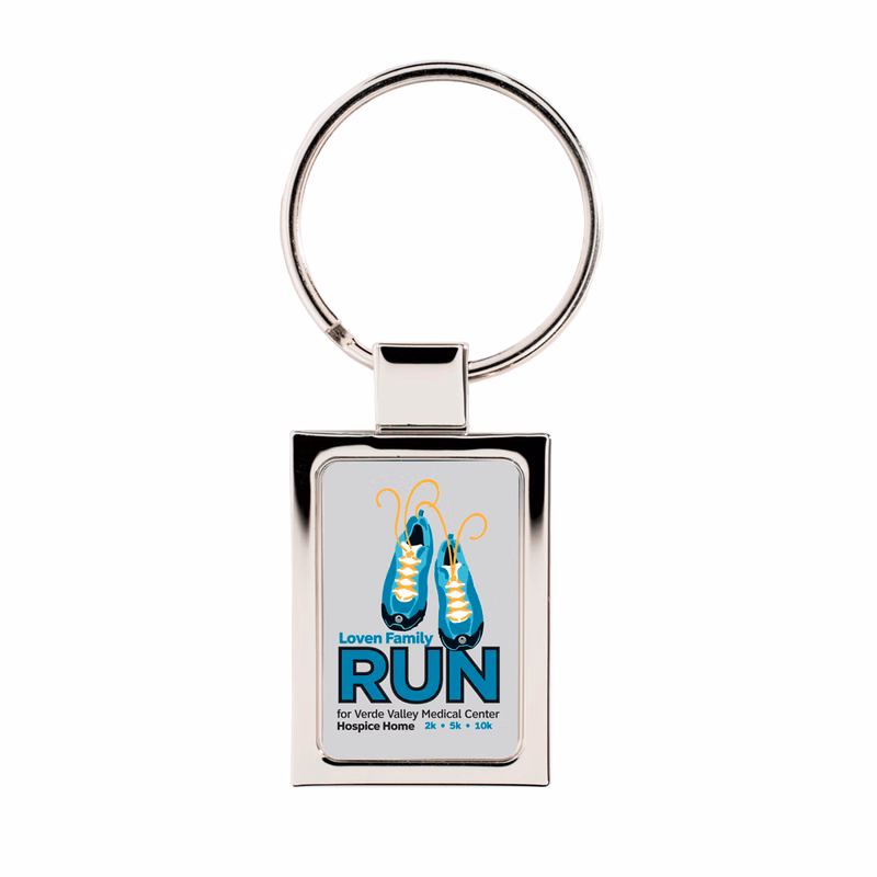 Vibraprint® Premium Bright Silver Rectangle Key Tag