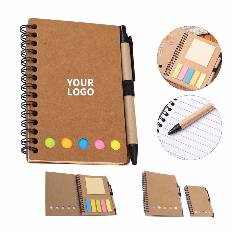Kraft Paper Spiral Notebook With Pen Elastic Holder