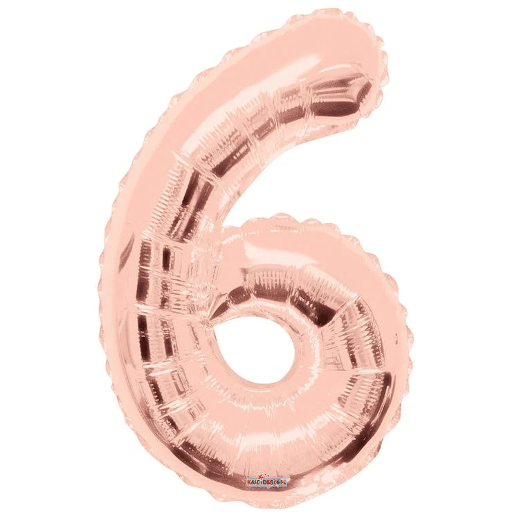 Mylar Number 6 Balloons - Rose Gold 34" 1