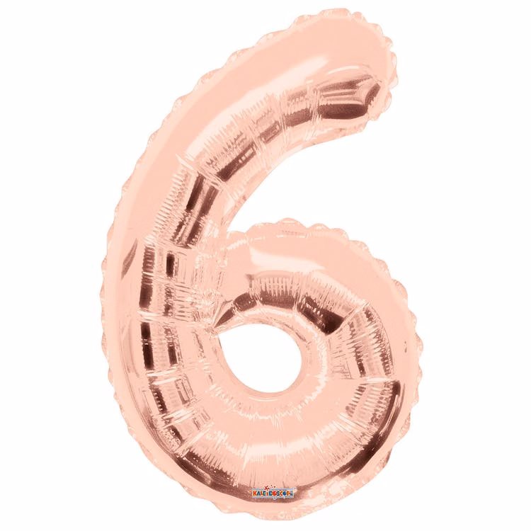 Mylar Number 6 Balloons - Rose Gold 34"