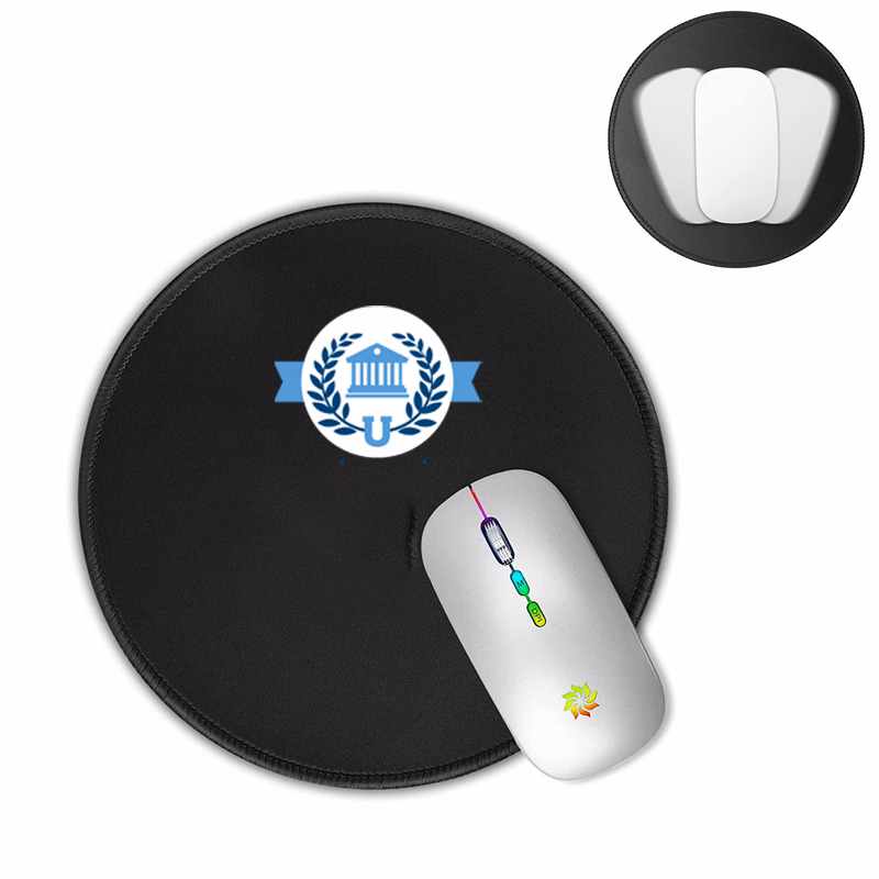 Small Round Computer Mouse Padwith Stitched Edge