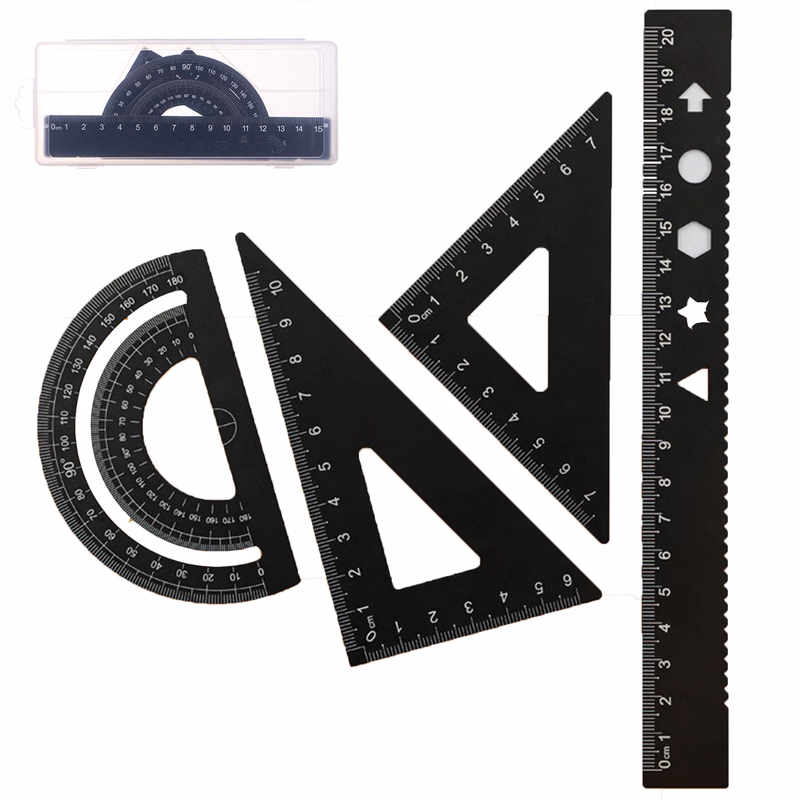 4pcs Math Geometry Ruler Set With Box