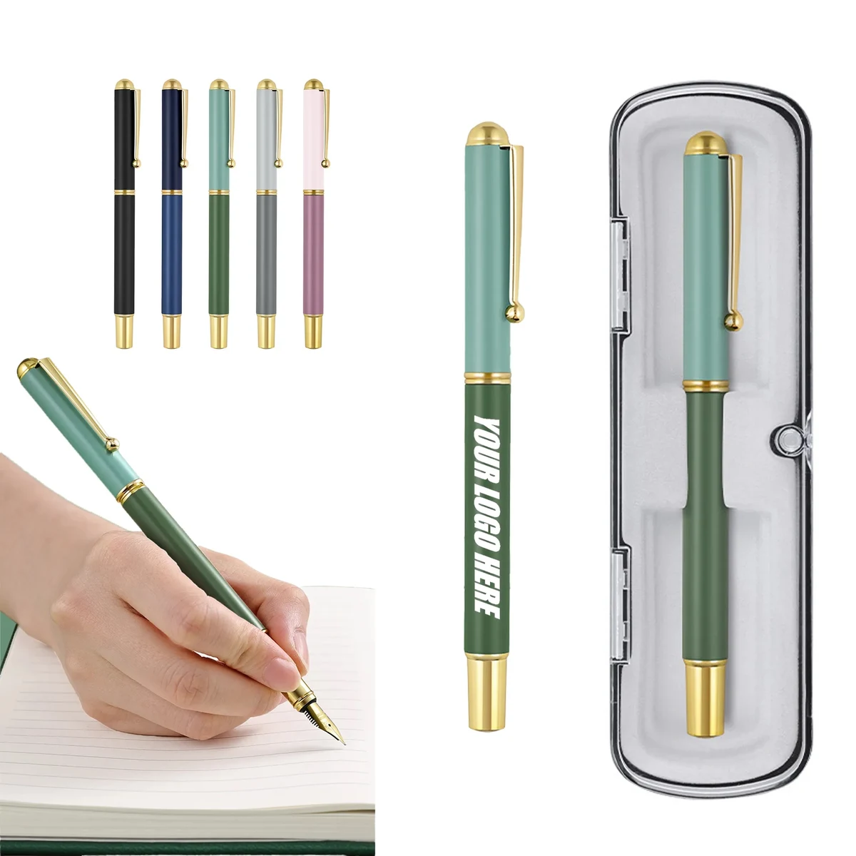 Metal Fountain Pen Color Matching Medium Nib Deluxe Box 1