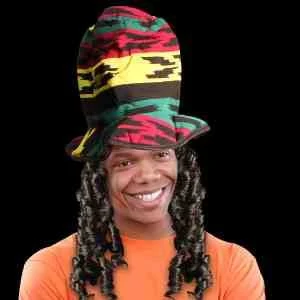 Rasta Novelty Costume Top Hat with Dreads 1