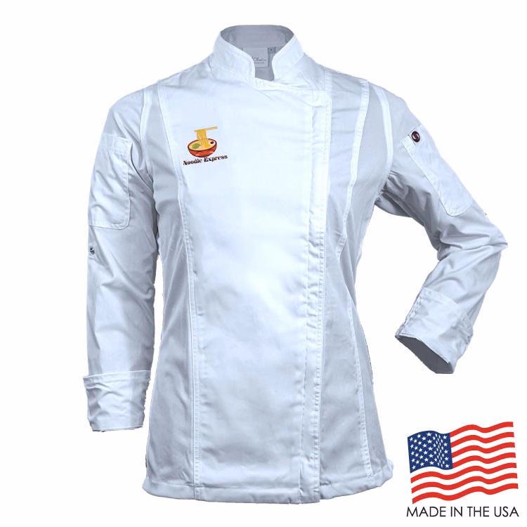 Women's Long Sleeve Modern Chef Coat (FULL COLOR LOGO)