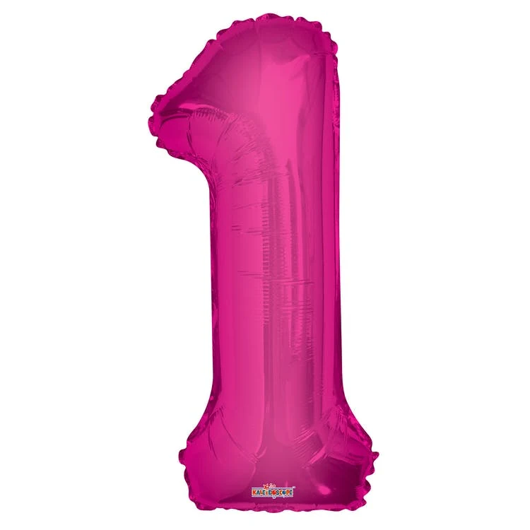 Mylar Number 1 Balloons - Pink 34" 1
