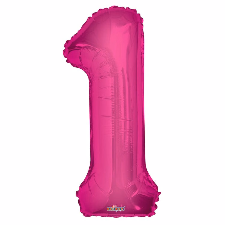 Mylar Number 1 Balloons - Pink 34"