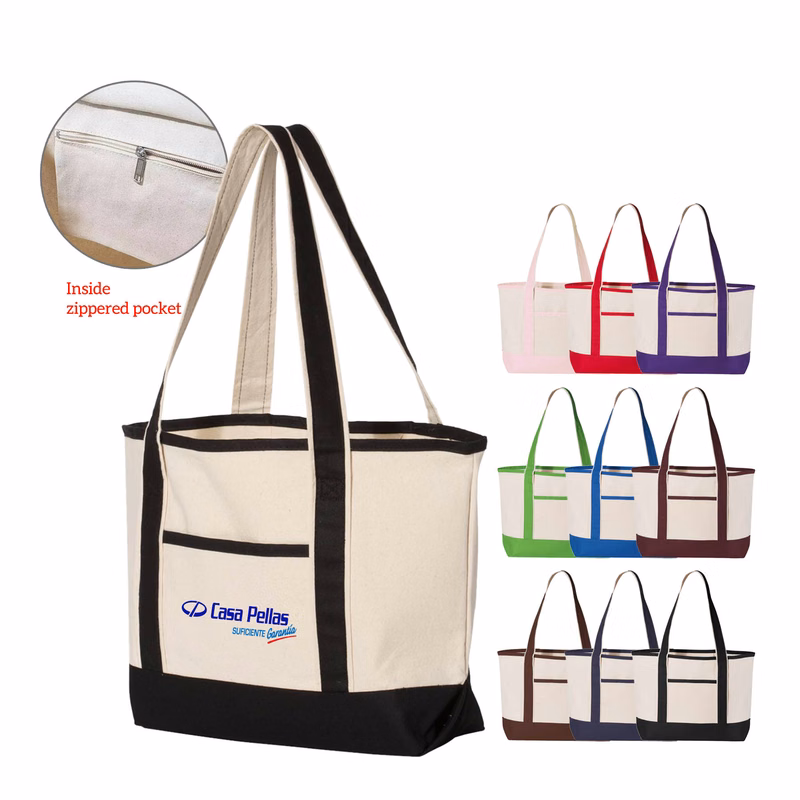 12 oz. Small Heavy Canvas Deluxe Pocket Tote Bag_R116BT