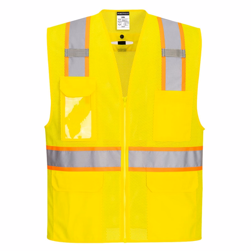 PORTWEST® Class 2 Hi-Vis Contrast Fall Protection Vest w/ 5 Pockets