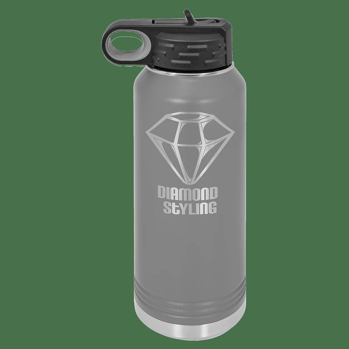 32 oz. Dark Gray Powder Coated Laser Engraved Polar Camel Water Bottles, custom water bottle with logo imprint 1