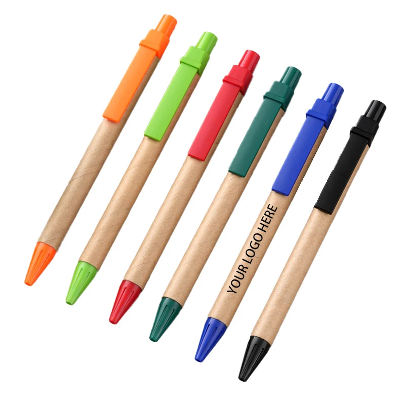 Eco-friendly Recycled Kraft Ballpoint pen with Plastic Clip 1