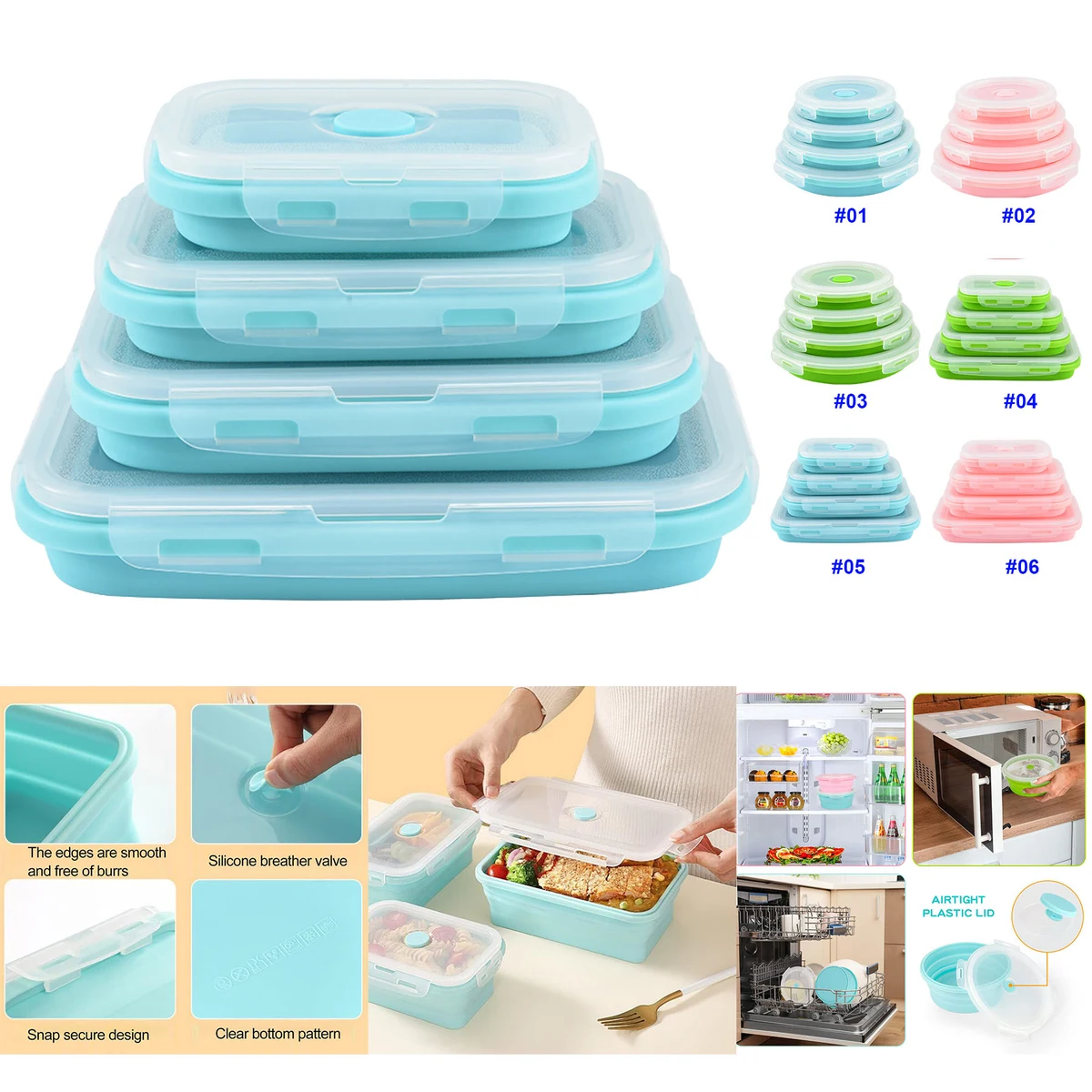 Collapsible Silicone Food Storage Containers 1