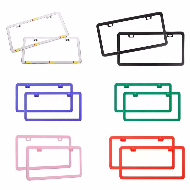 Stainless Steel Slim License Plate Frame with Square Holes