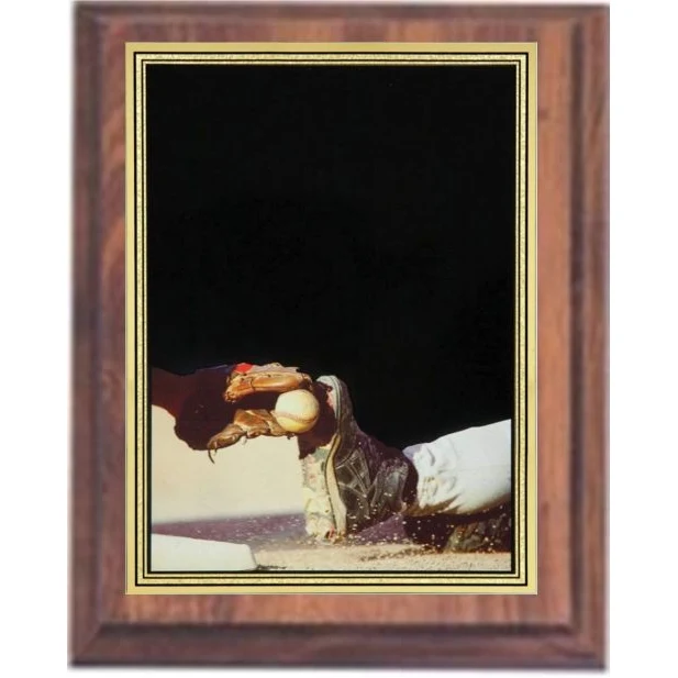 5" x 7" Cherry Finish Plaque with a Baseball Hi-Definition Plate 1