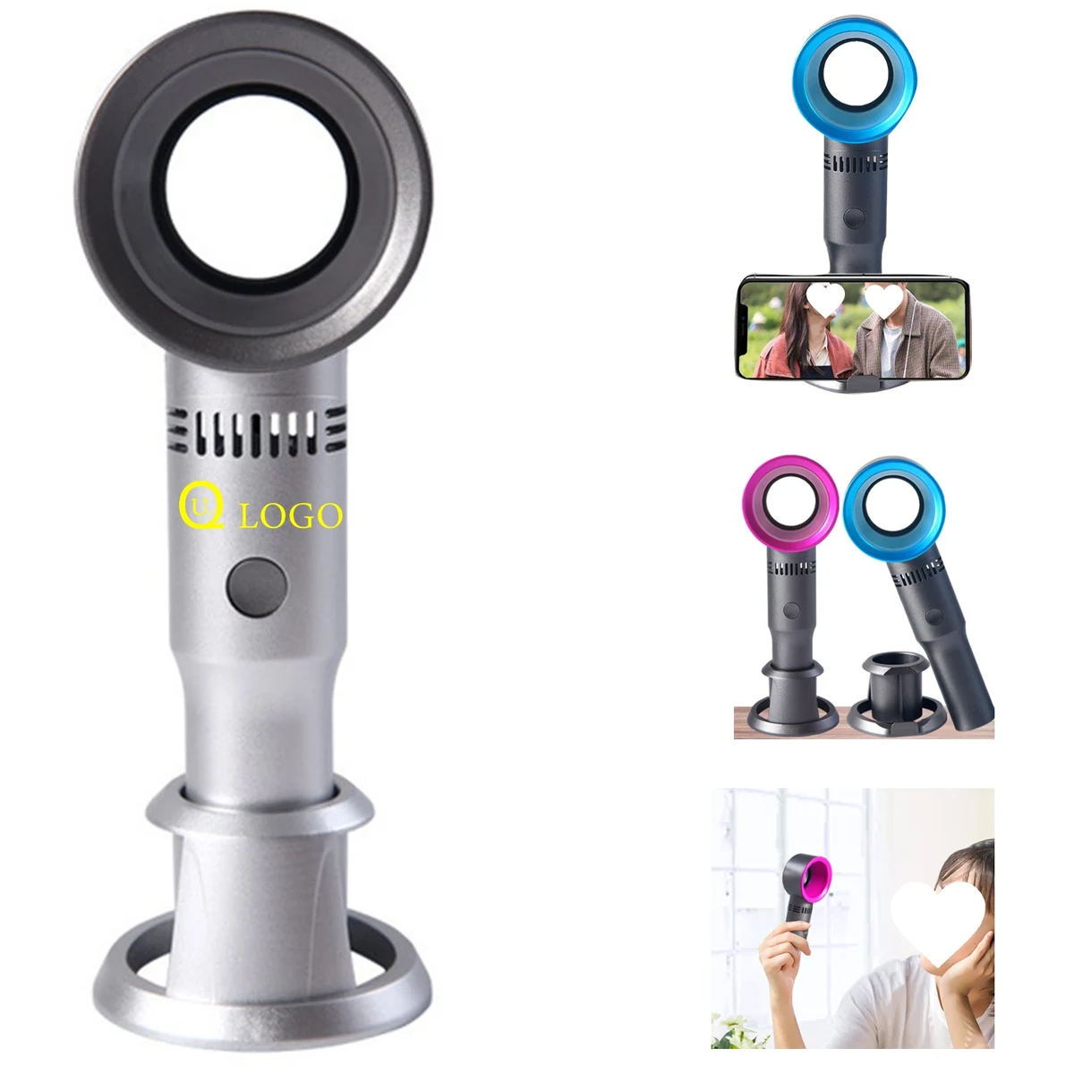 2-In-1 Handheld Bladeless Fan Cellphone Holder 1