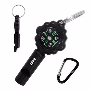 Compact 2-in-1 Whistle and Compass With Carabiner