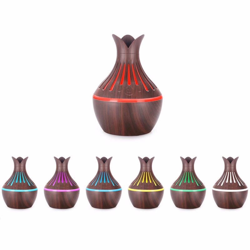 10 Oz. Vase-shaped Wood Grain Aroma Air Humidifier