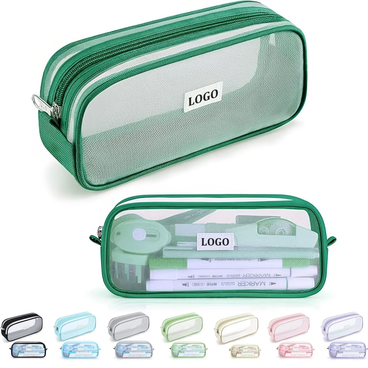 Zipper Grid Mesh Stationery Bag 1