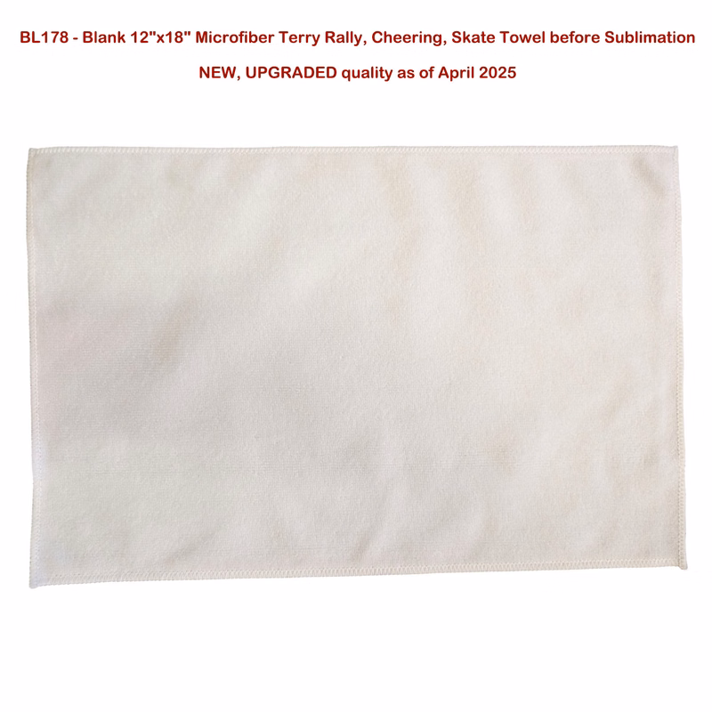 White Microfiber Dri-Lite Terry Rally, Sports, Skate Towel 12x18, Blank Only (# 1 seller)