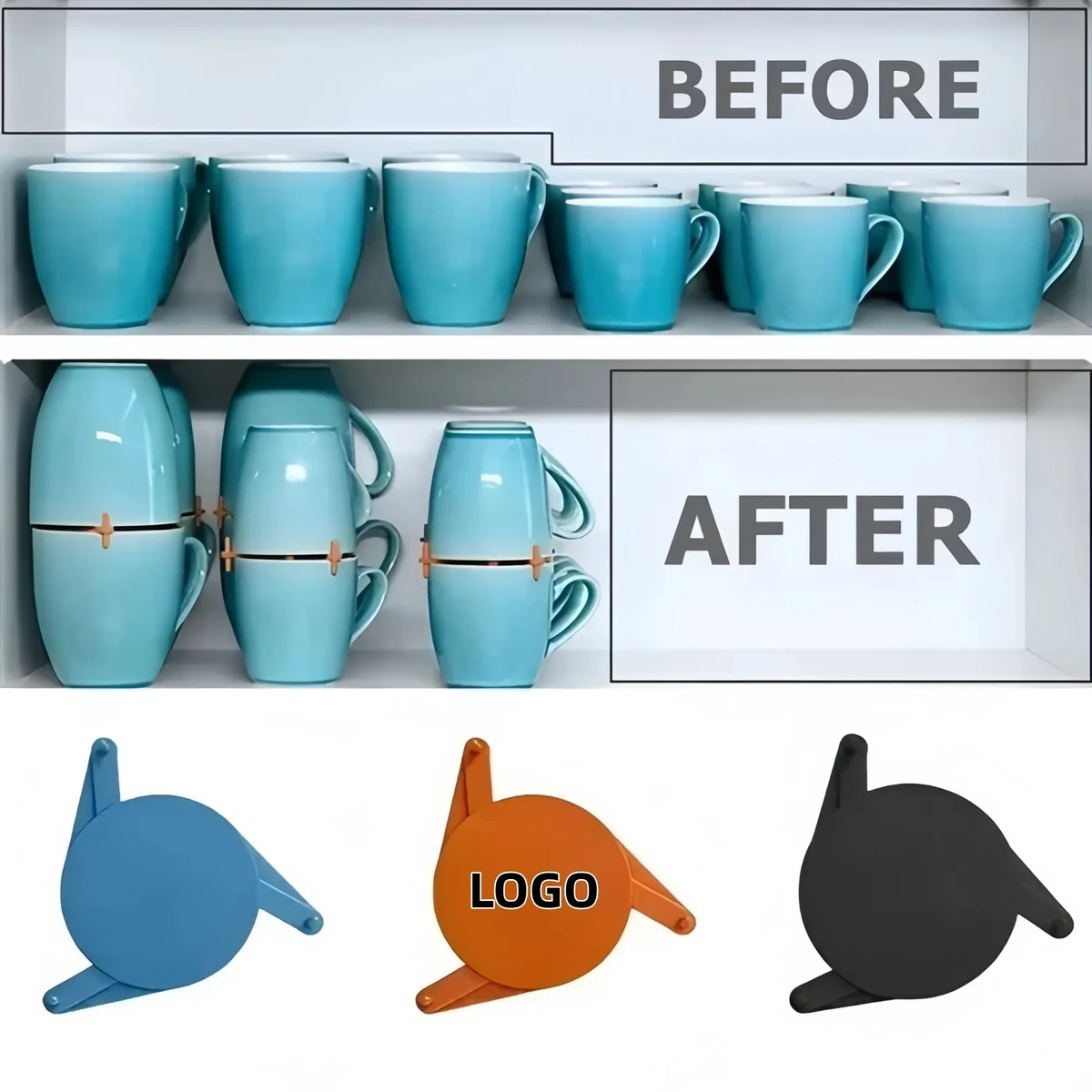 Expandable Stackable Drinkware Stacker Mug Organizer 1
