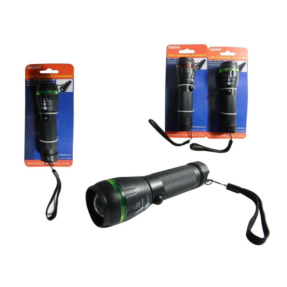 LED Telescopic Flashlights - Black 5.25" 1