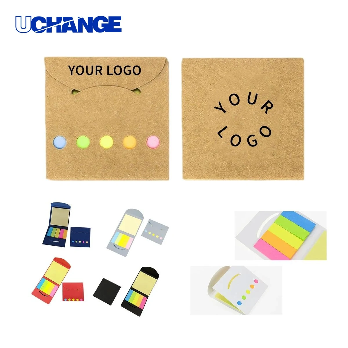 Multi-Color Sticky Note Tabs Set 3.15 Inches Half-Adhesive 1