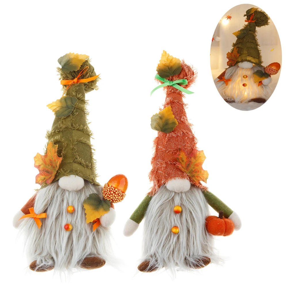 Thanksgiving Day Pumpkin Gnome Harvest Festival Doll with LED 1