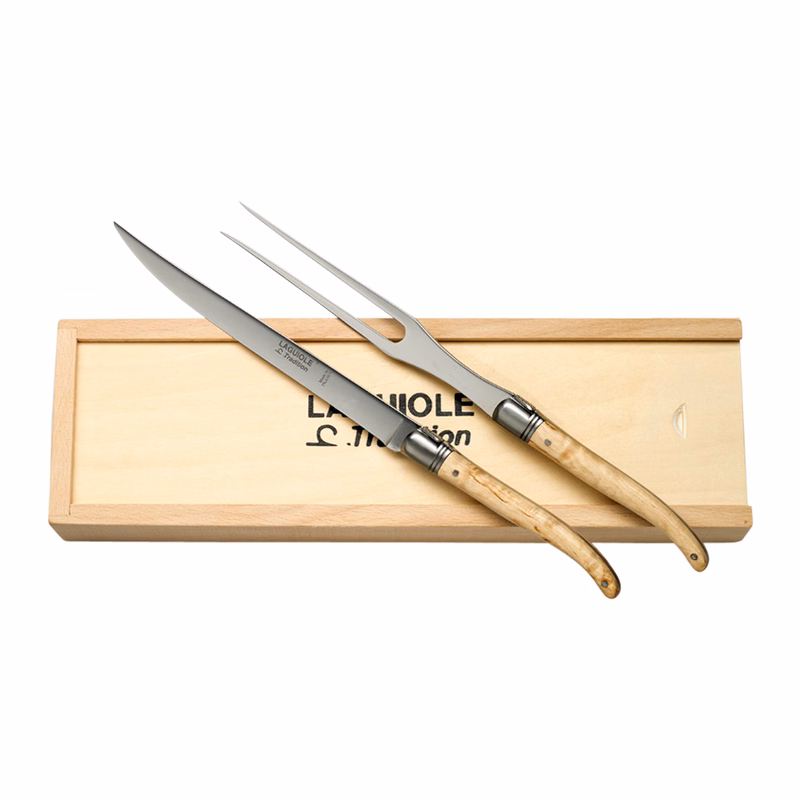 Laguiole Tradition Carving Knife & Fork Set (Made in France)