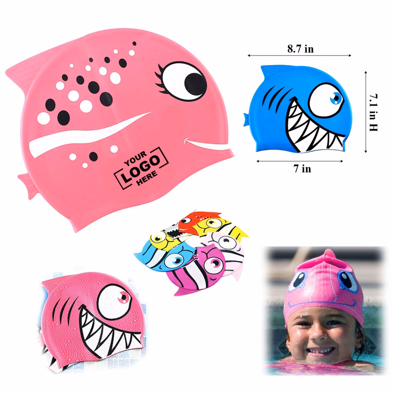 Kids Cartoon Fish Swim Caps